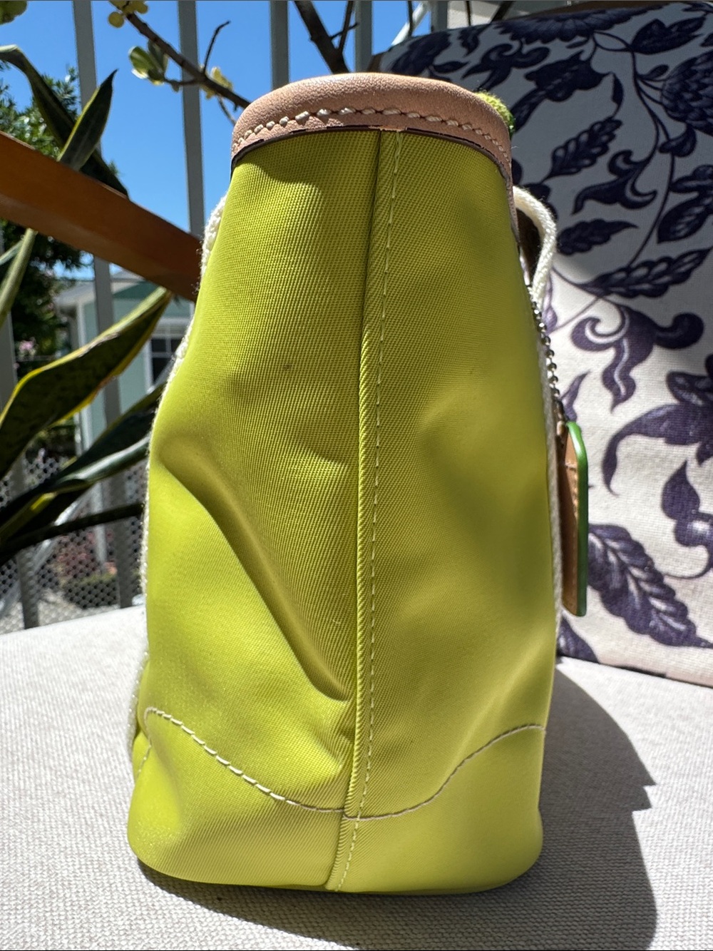 Vintage Green Coach Nylon Tote Bag Rare Color Y2K Purse - Picture 6 of 12